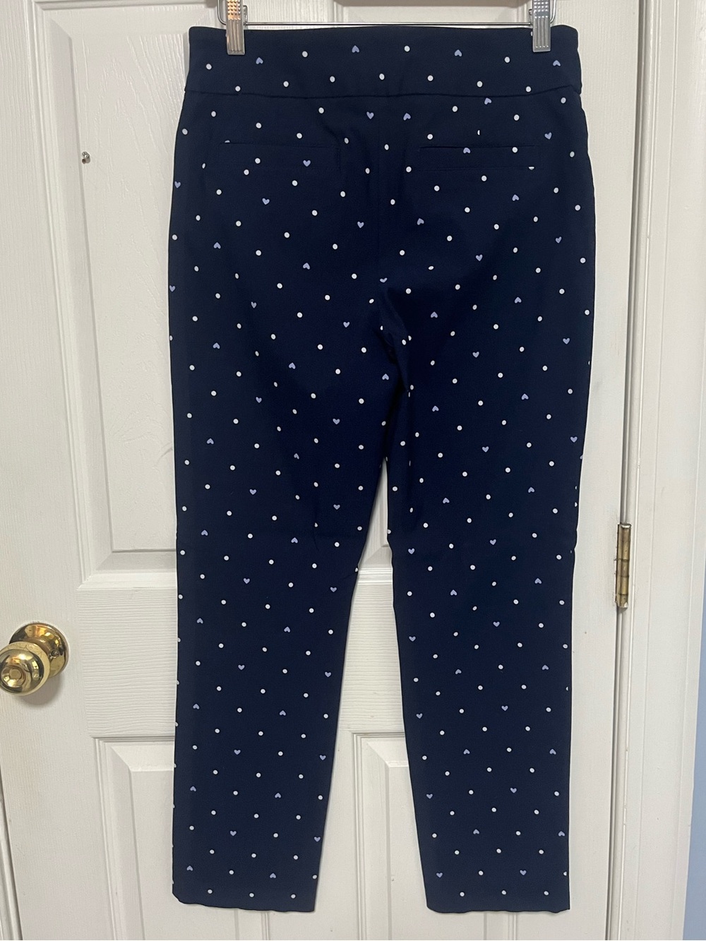 Kim Rogers Navy Blue Heart Print Pants